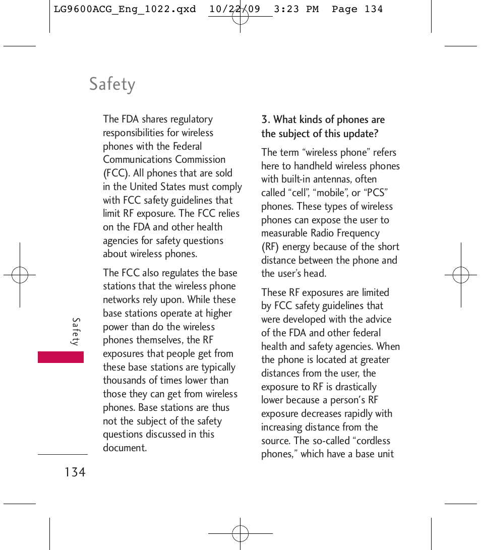 Safety | LG 9600 User Manual | Page 136 / 338