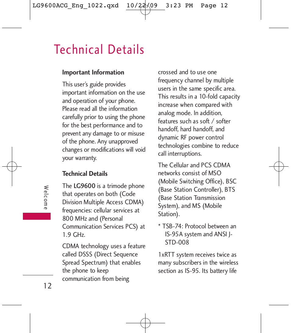 Technical details | LG 9600 User Manual | Page 14 / 338