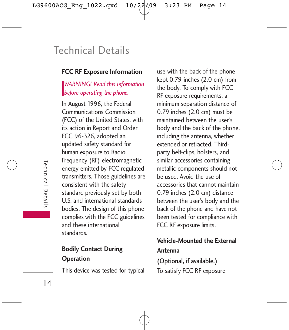 Technical details | LG 9600 User Manual | Page 16 / 338