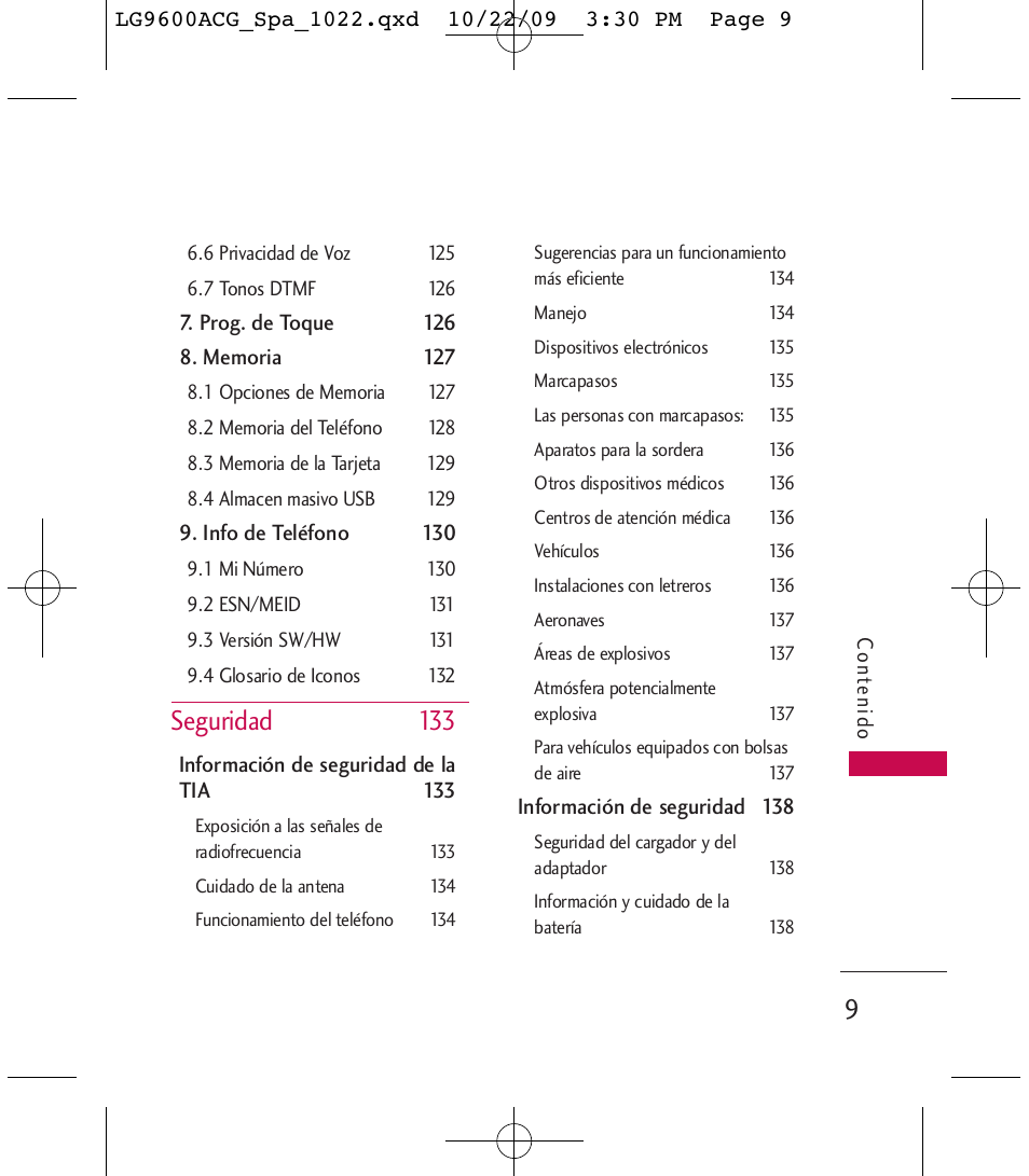 Seguridad 133 | LG 9600 User Manual | Page 173 / 338