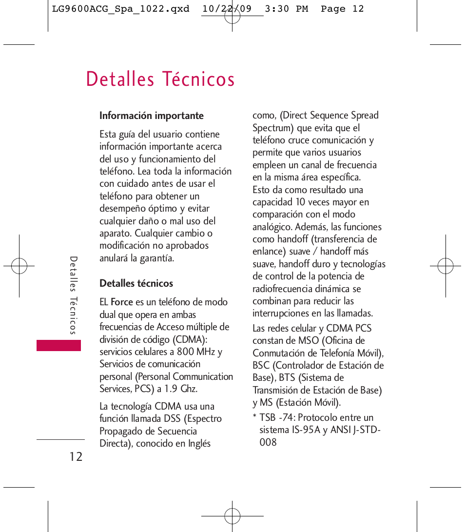 Detalles técnicos | LG 9600 User Manual | Page 176 / 338