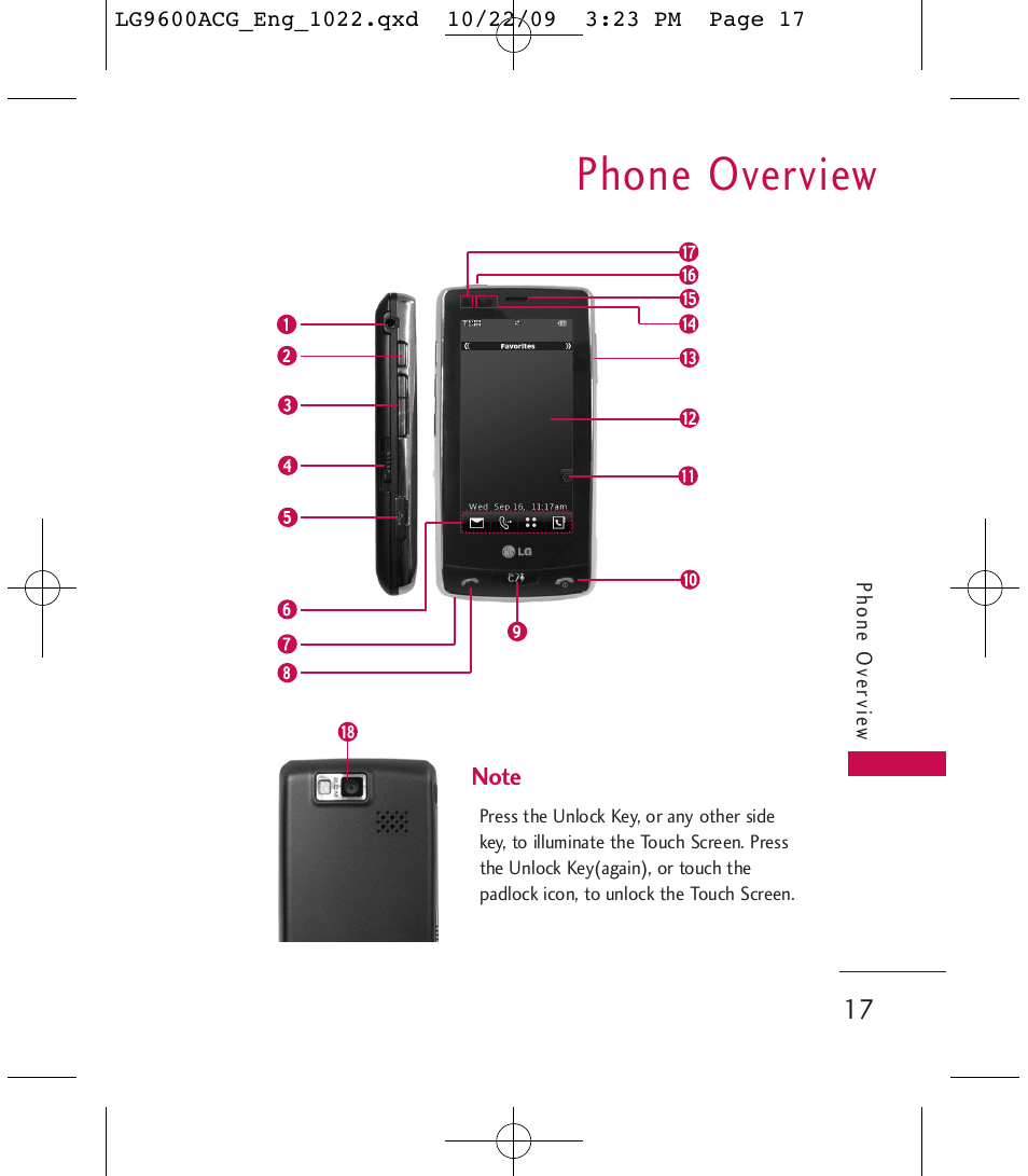 Phone overview | LG 9600 User Manual | Page 19 / 338