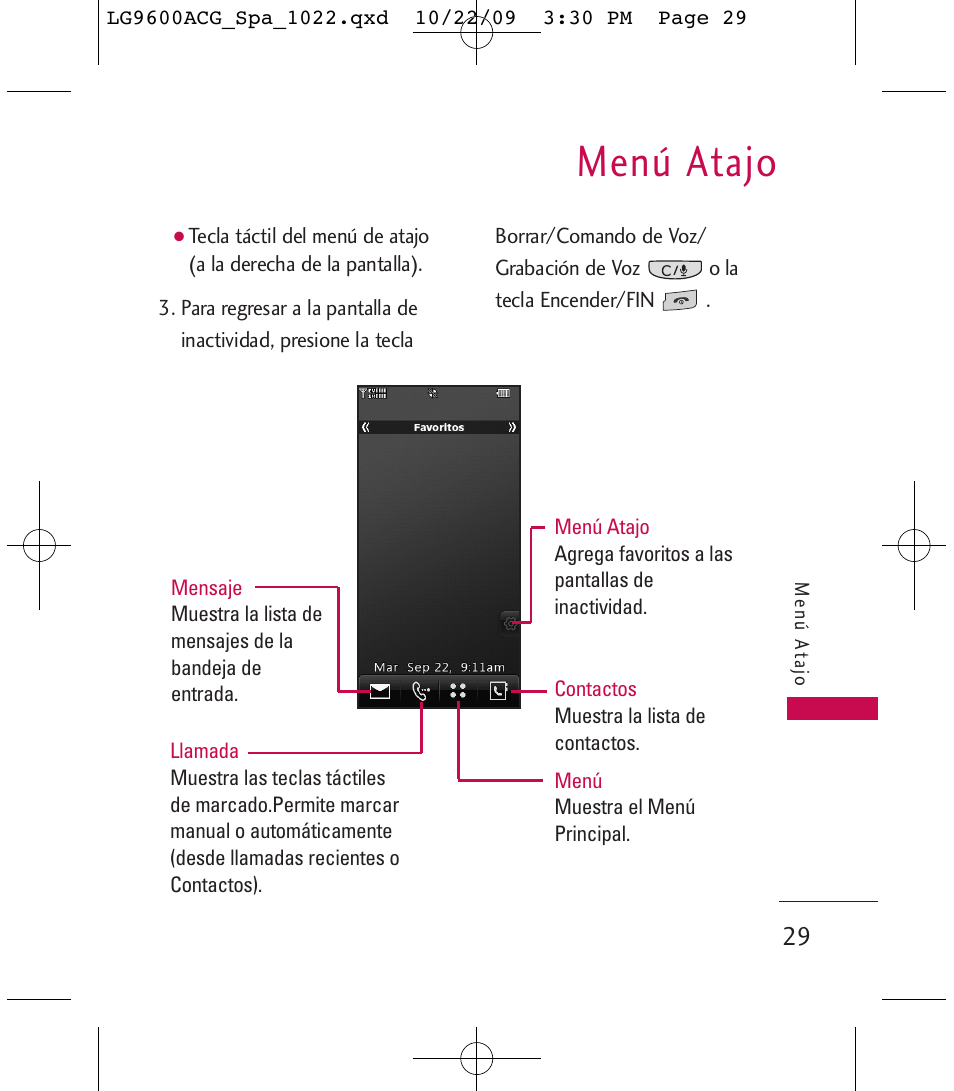 Menú atajo | LG 9600 User Manual | Page 193 / 338