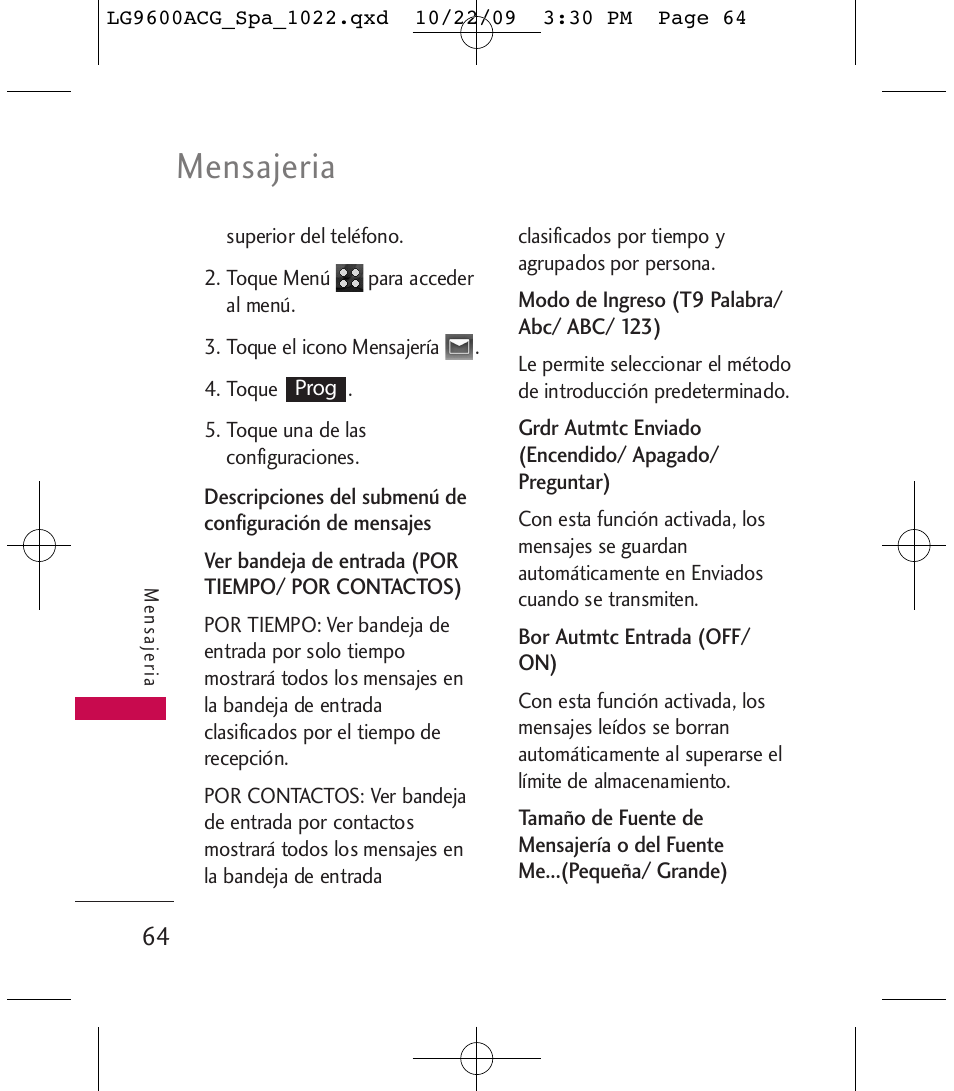 Mensajeria | LG 9600 User Manual | Page 228 / 338