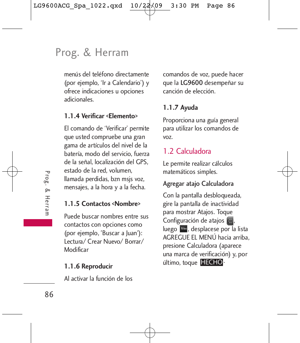 Prog. & herram | LG 9600 User Manual | Page 250 / 338