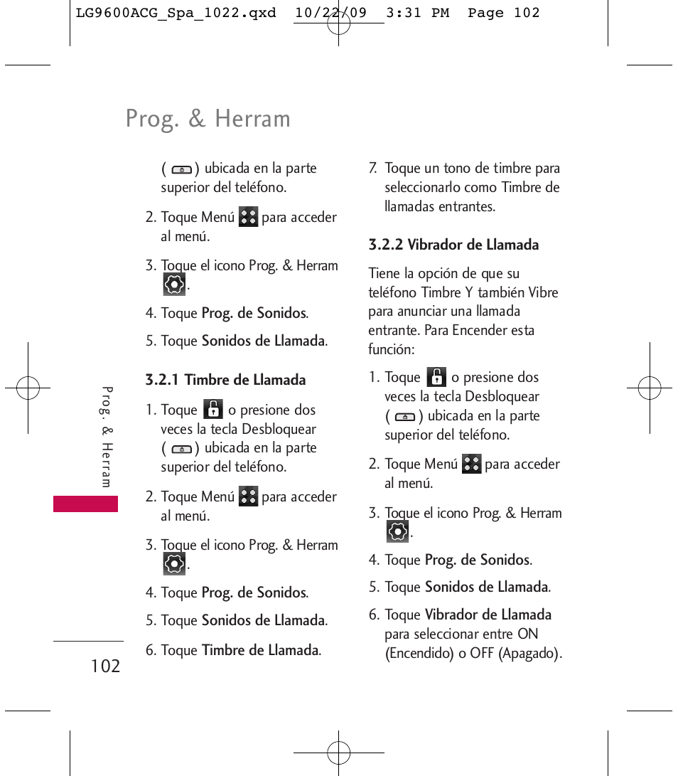Prog. & herram | LG 9600 User Manual | Page 266 / 338