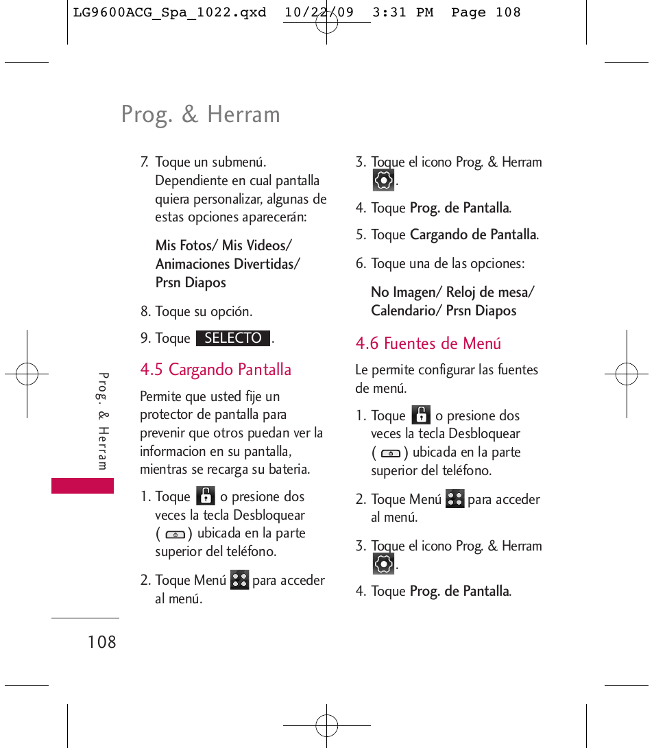 Prog. & herram | LG 9600 User Manual | Page 272 / 338
