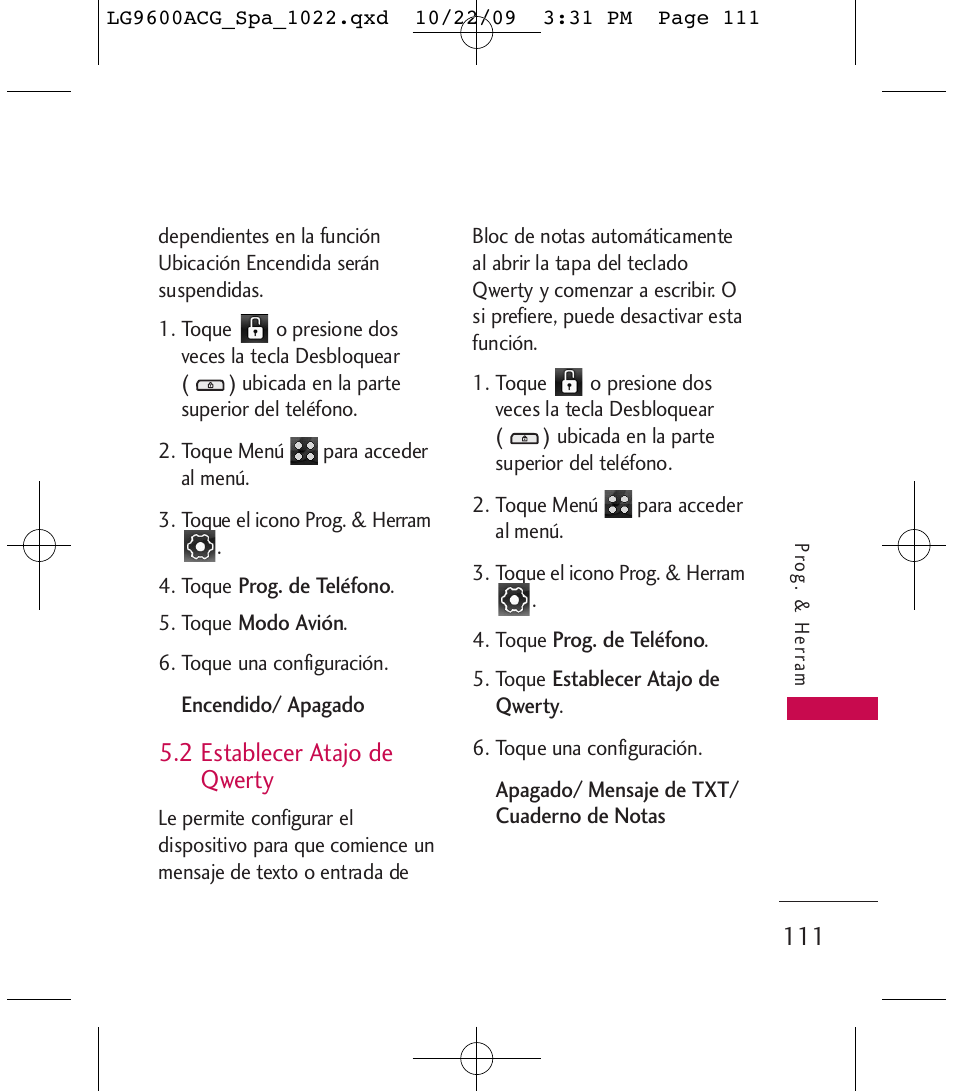 2 establecer atajo de qwerty | LG 9600 User Manual | Page 275 / 338