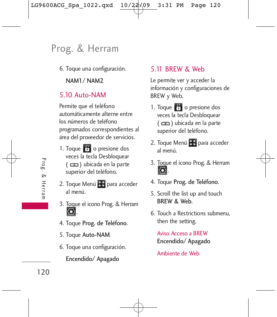 Prog. & herram | LG 9600 User Manual | Page 284 / 338
