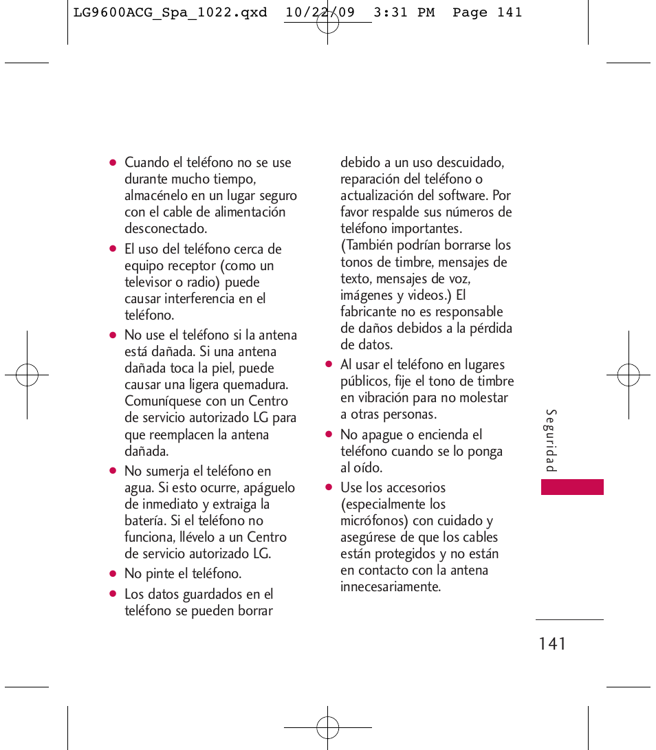 No pinte el teléfono | LG 9600 User Manual | Page 305 / 338