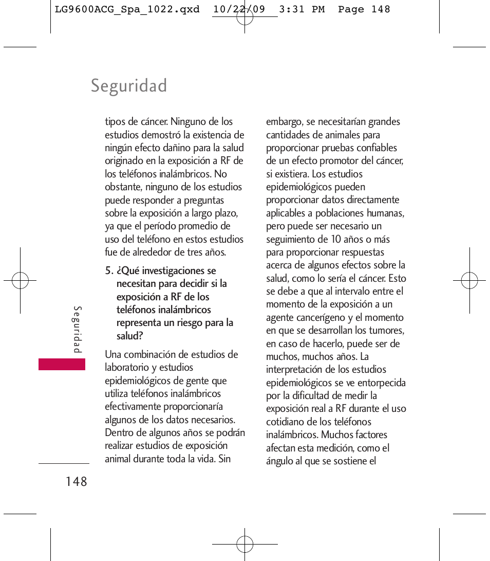 Seguridad | LG 9600 User Manual | Page 312 / 338