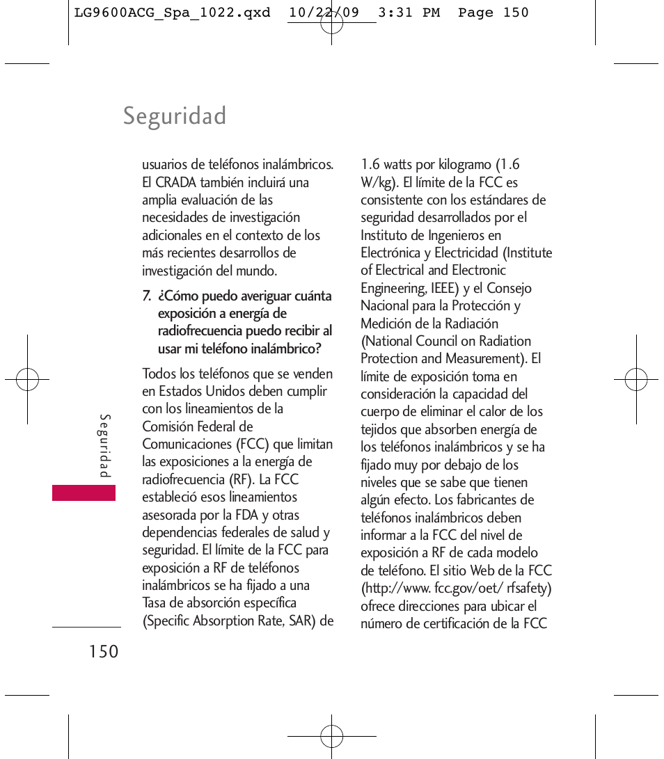 Seguridad | LG 9600 User Manual | Page 314 / 338