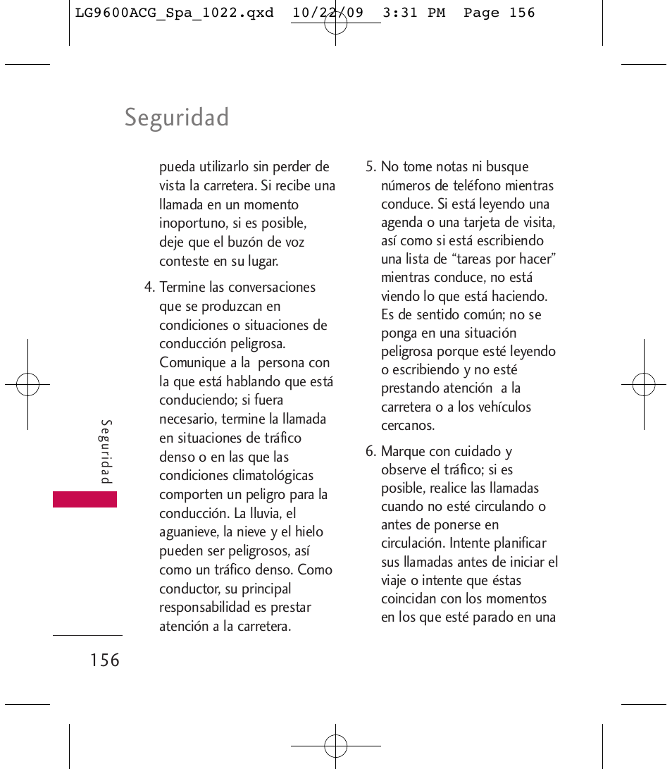 Seguridad | LG 9600 User Manual | Page 320 / 338