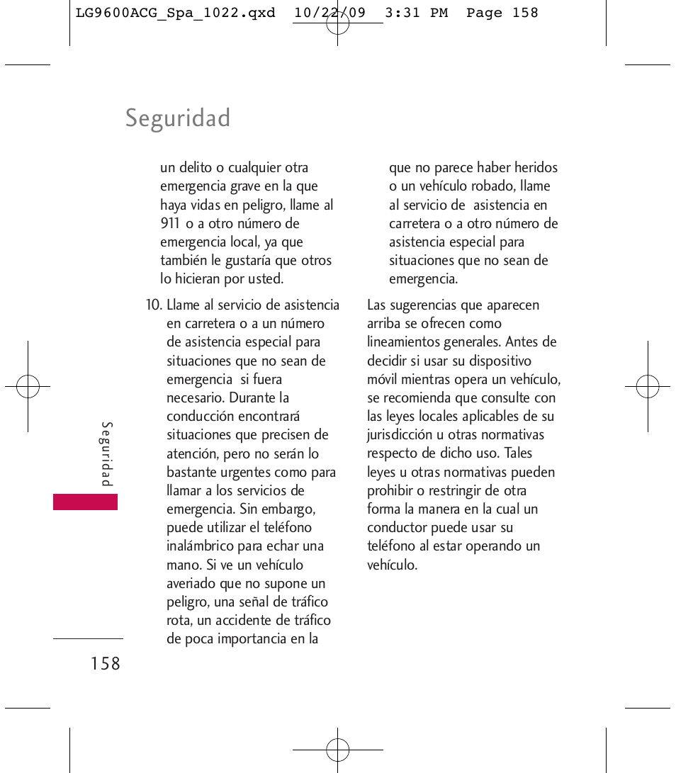 Seguridad | LG 9600 User Manual | Page 322 / 338