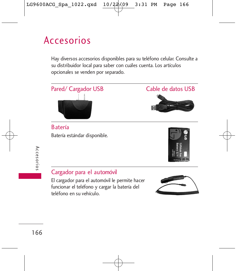 Accesorios | LG 9600 User Manual | Page 330 / 338