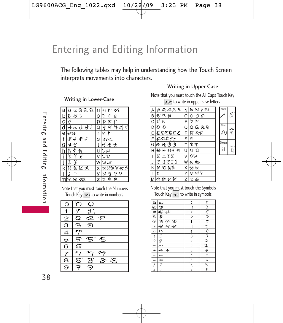 Entering and editing information | LG 9600 User Manual | Page 40 / 338