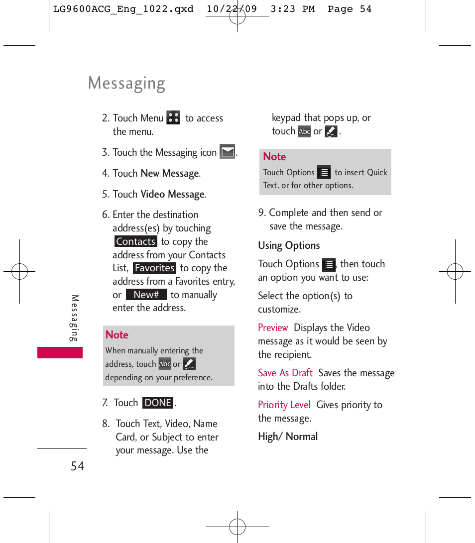 Messaging | LG 9600 User Manual | Page 56 / 338