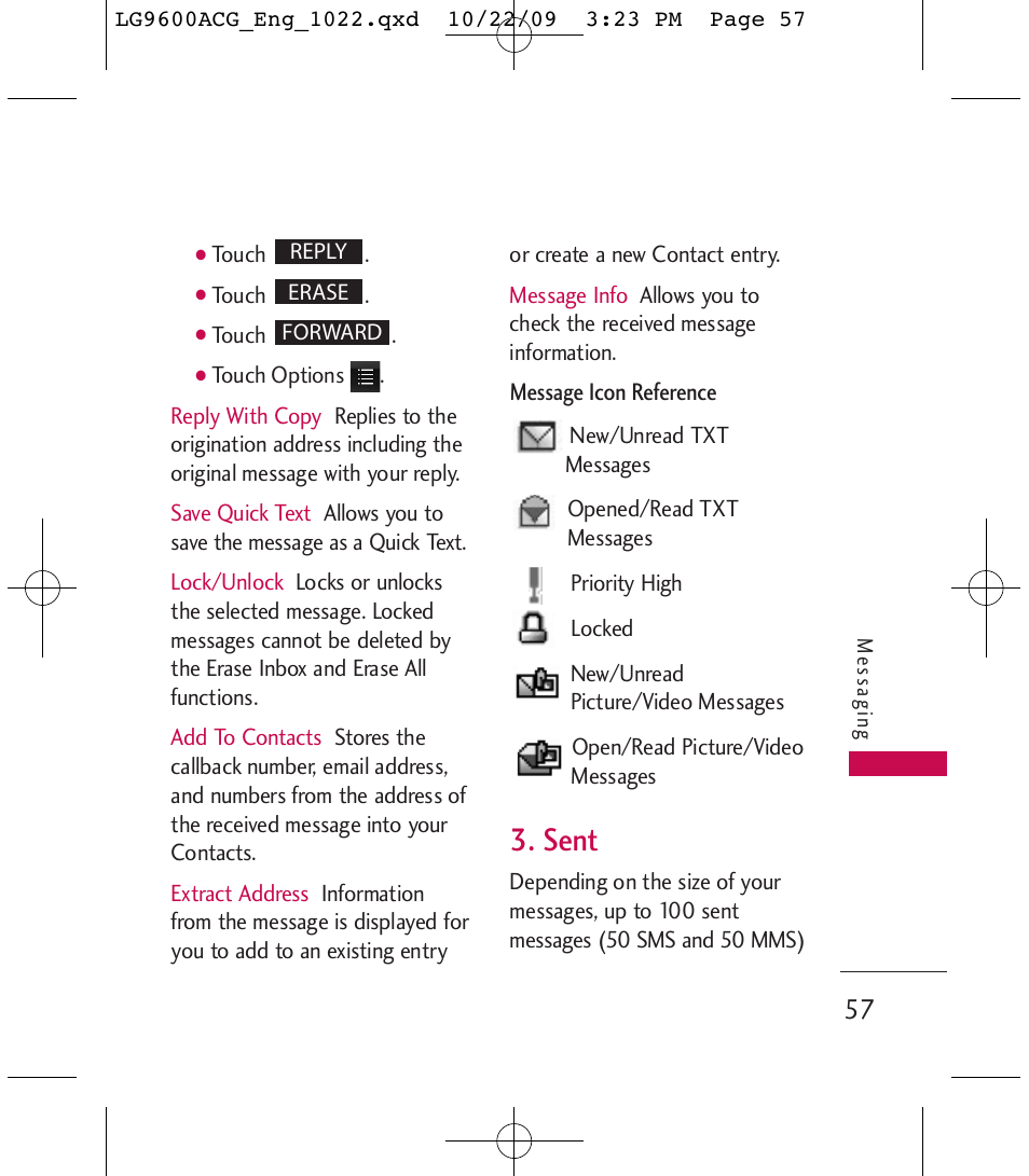 Sent | LG 9600 User Manual | Page 59 / 338