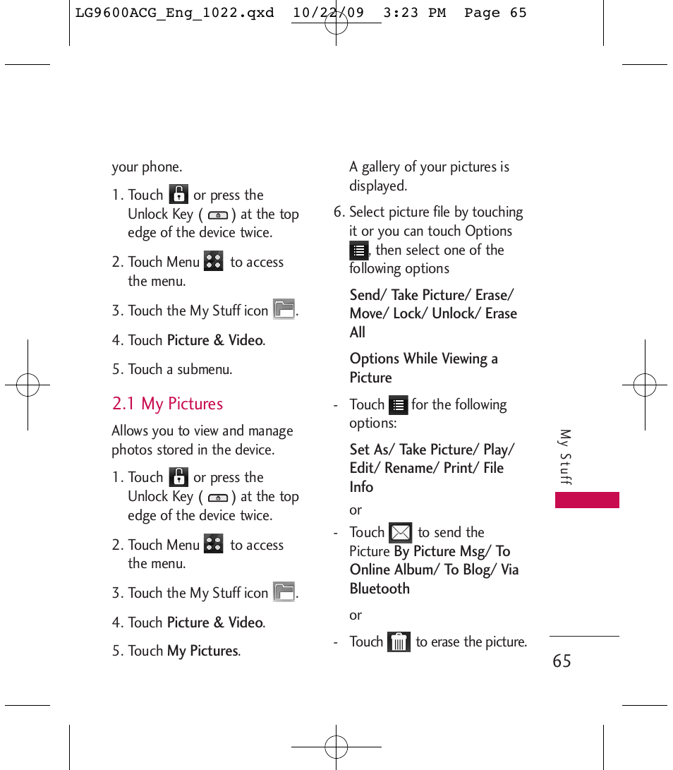 1 my pictures | LG 9600 User Manual | Page 67 / 338