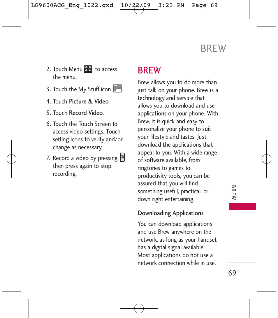 Brew | LG 9600 User Manual | Page 71 / 338