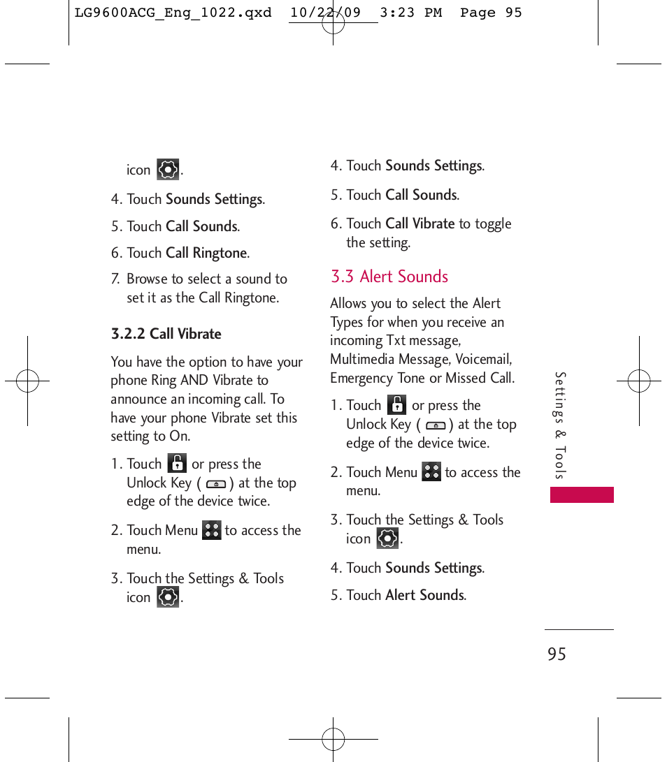 3 alert sounds | LG 9600 User Manual | Page 97 / 338