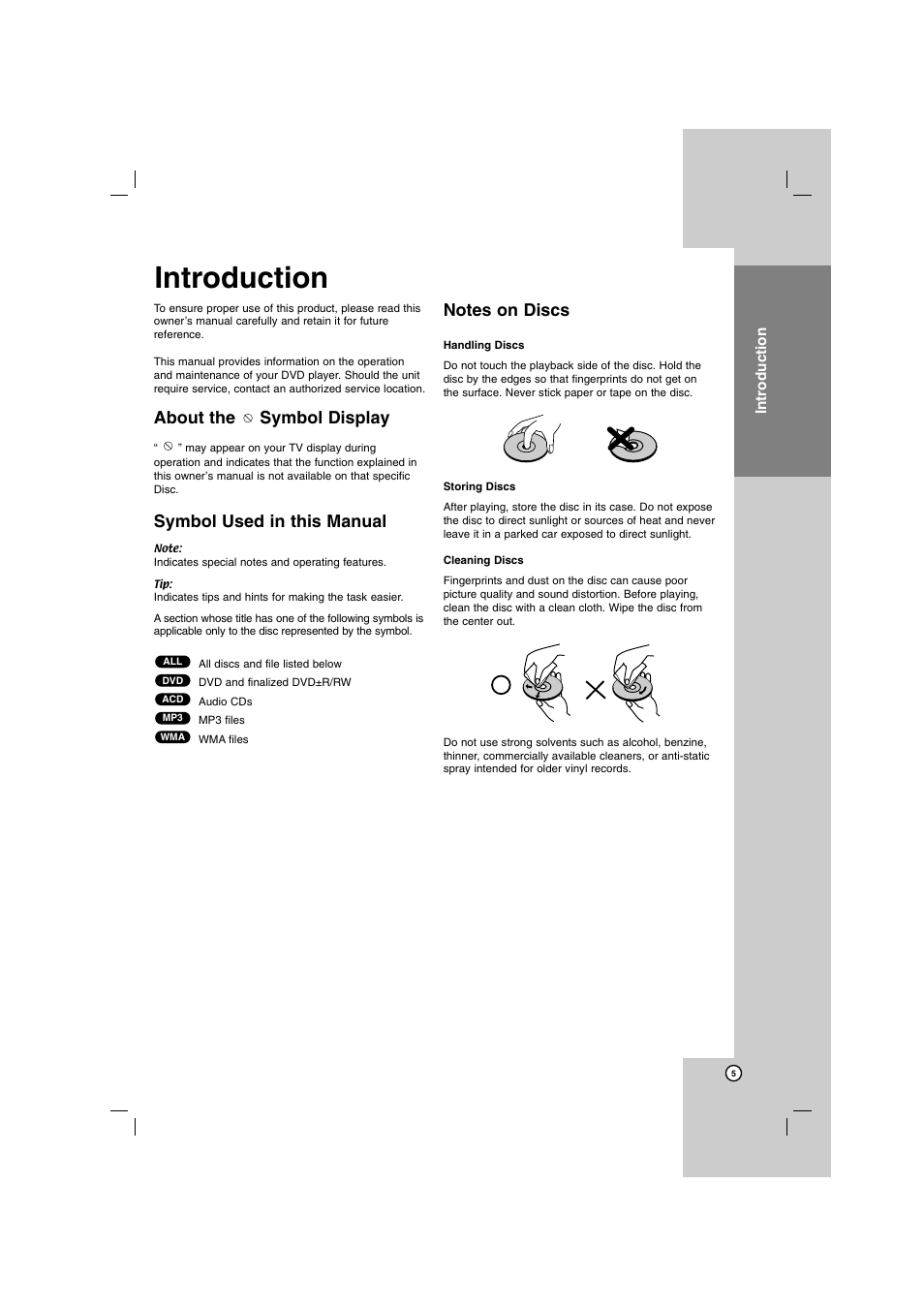 Introduction, About the symbol display, Symbol used in this manual | LG DN798 User Manual | Page 5 / 23