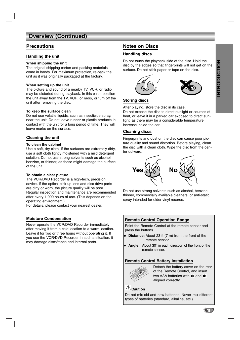 No yes, Overview (continued) | LG LGXBR446 User Manual | Page 11 / 67