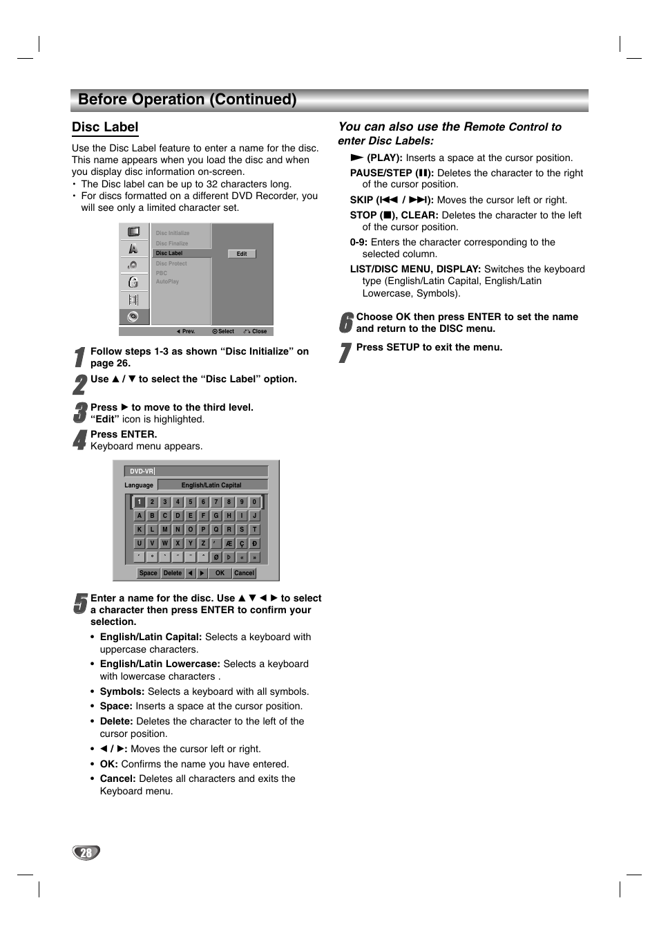 Before operation (continued), Disc label | LG LGXBR446 User Manual | Page 28 / 67