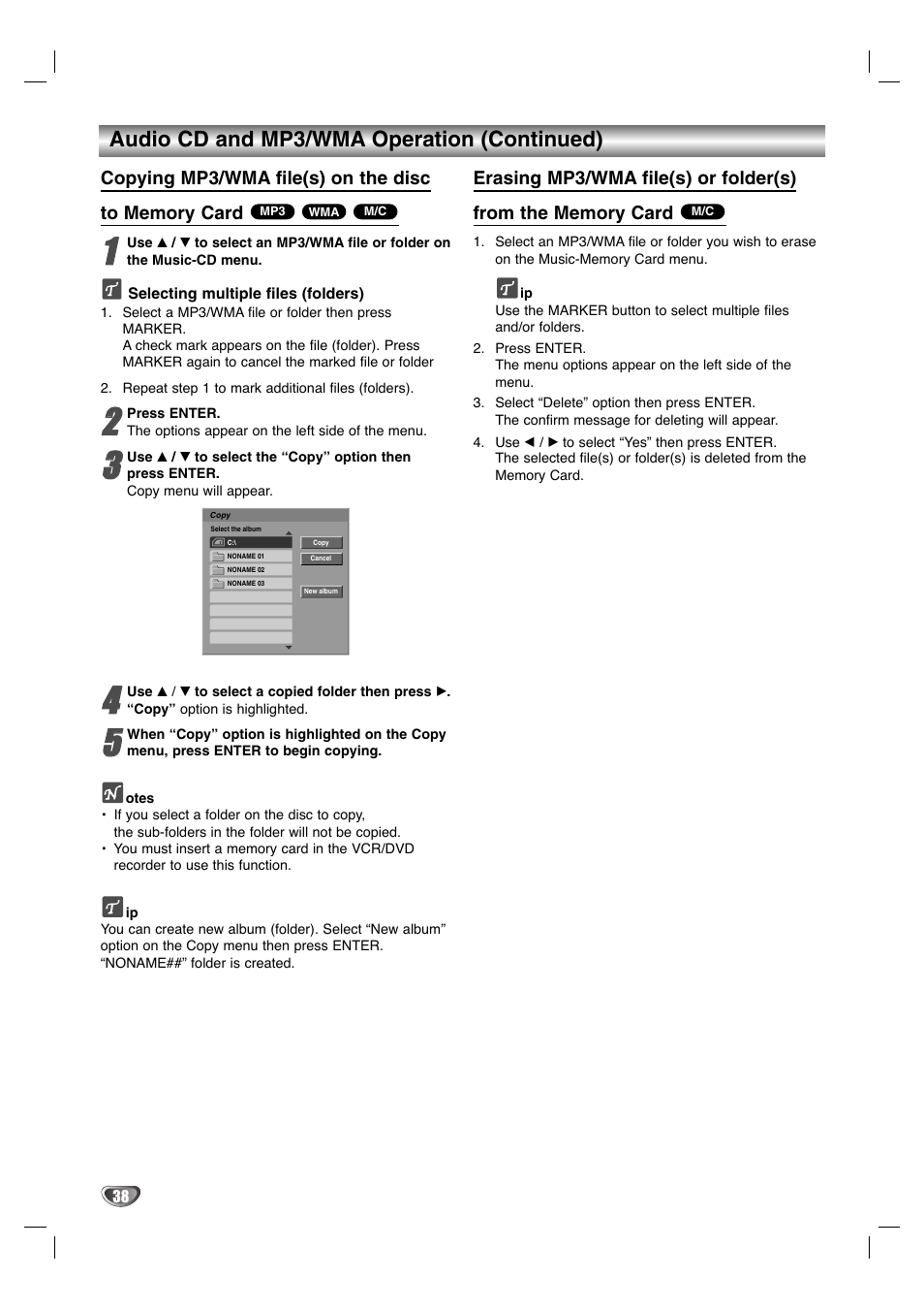 Audio cd and mp3/wma operation (continued) | LG LGXBR446 User Manual | Page 38 / 67