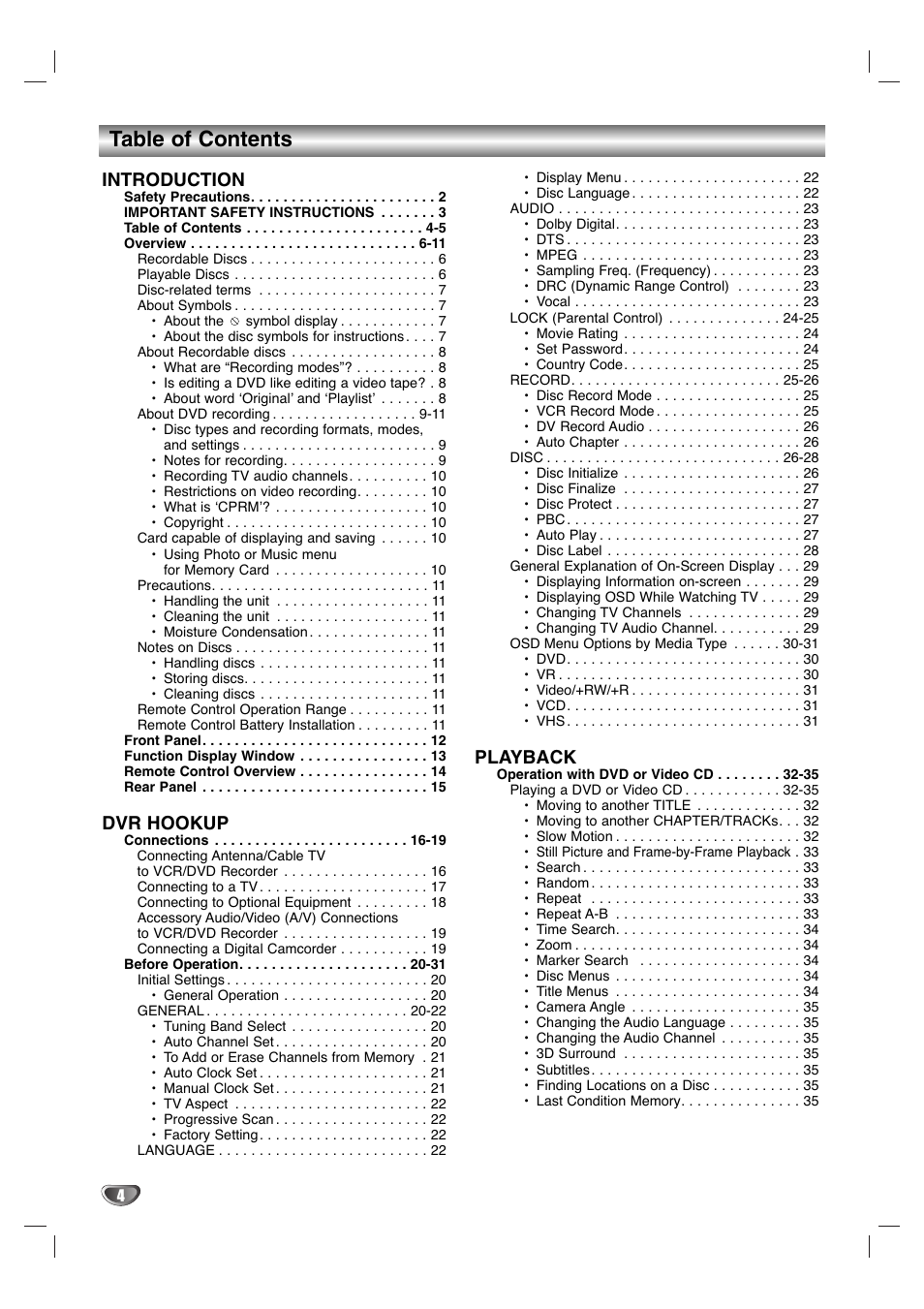 LG LGXBR446 User Manual | Page 4 / 67