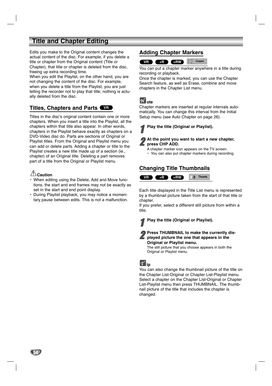 Title and chapter editing | LG LGXBR446 User Manual | Page 54 / 67