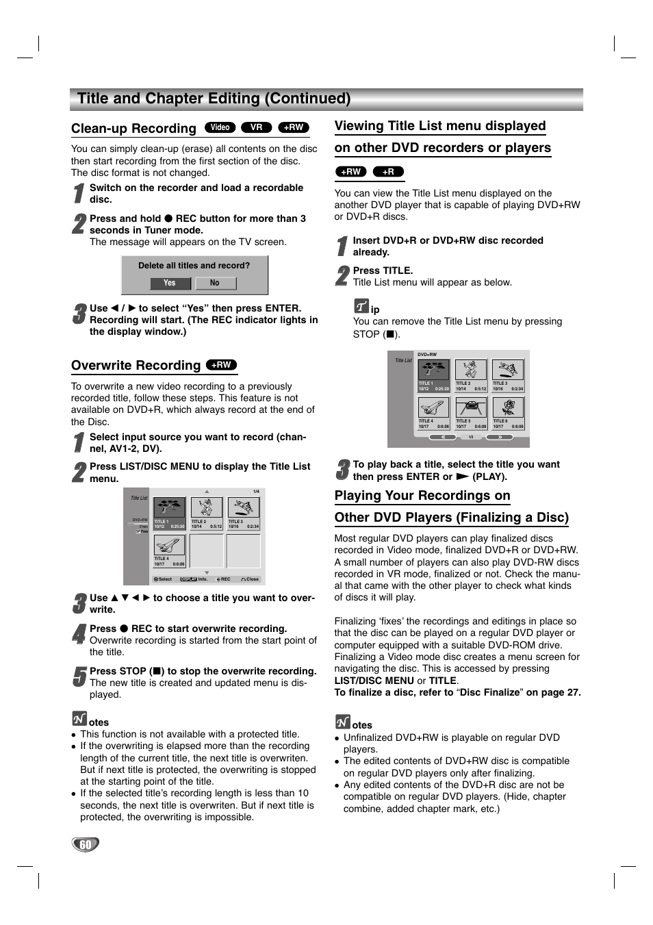 Title and chapter editing (continued) | LG LGXBR446 User Manual | Page 60 / 67