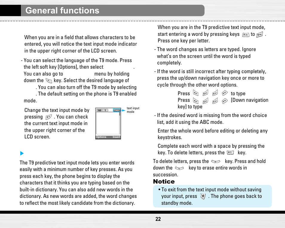 General functions | LG LG B2150  EN User Manual | Page 22 / 76