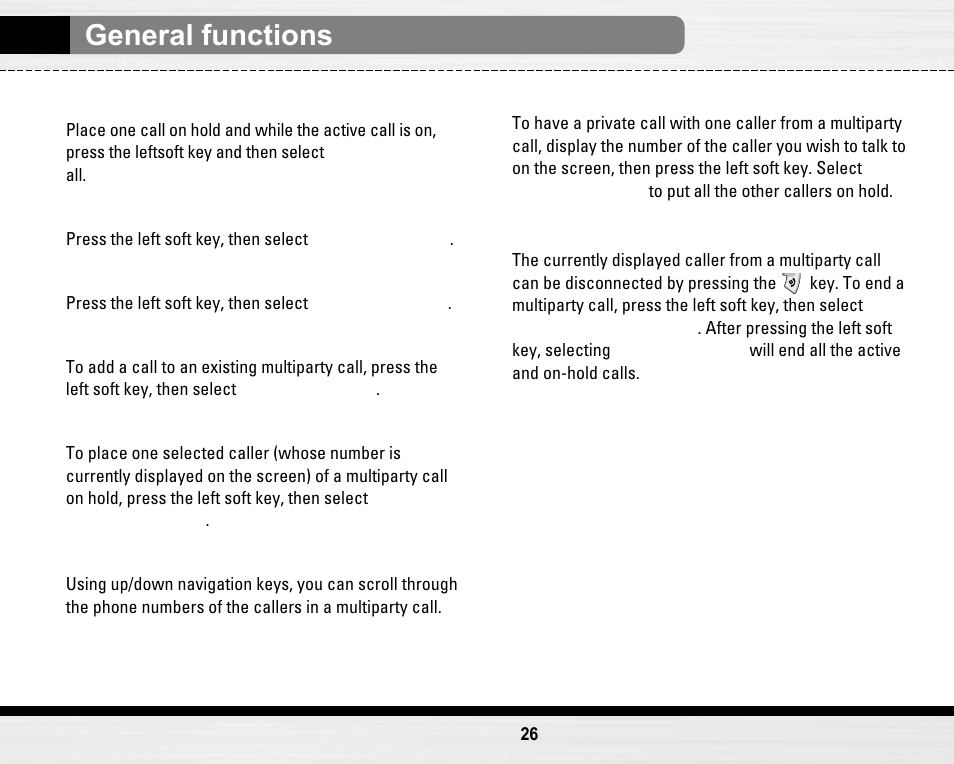 General functions | LG LG B2150  EN User Manual | Page 26 / 76