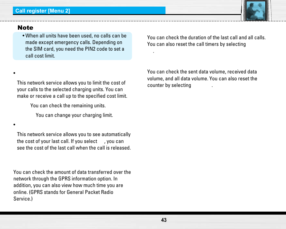 Gprs information [menu 2-6 | LG LG B2150  EN User Manual | Page 43 / 76