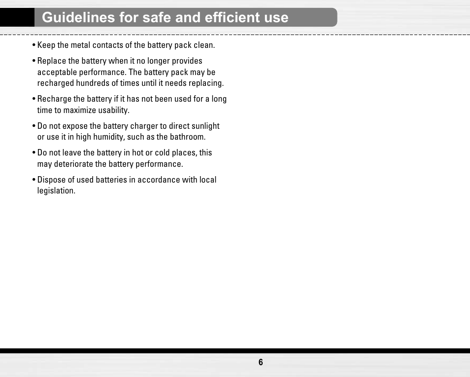 Guidelines for safe and efficient use | LG LG B2150  EN User Manual | Page 6 / 76