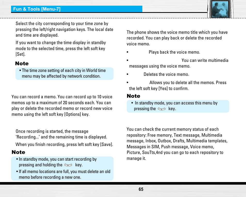 Voice recorder [menu 7-7 | LG LG B2150  EN User Manual | Page 65 / 76