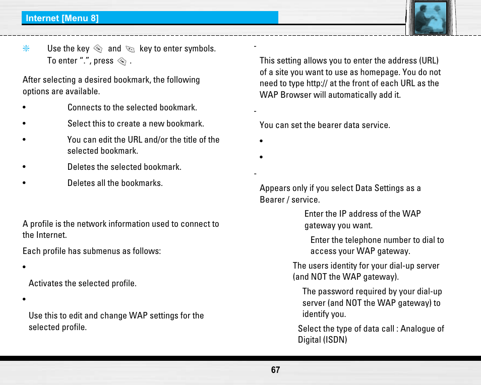 Profiles [menu 8-3 | LG LG B2150  EN User Manual | Page 67 / 76