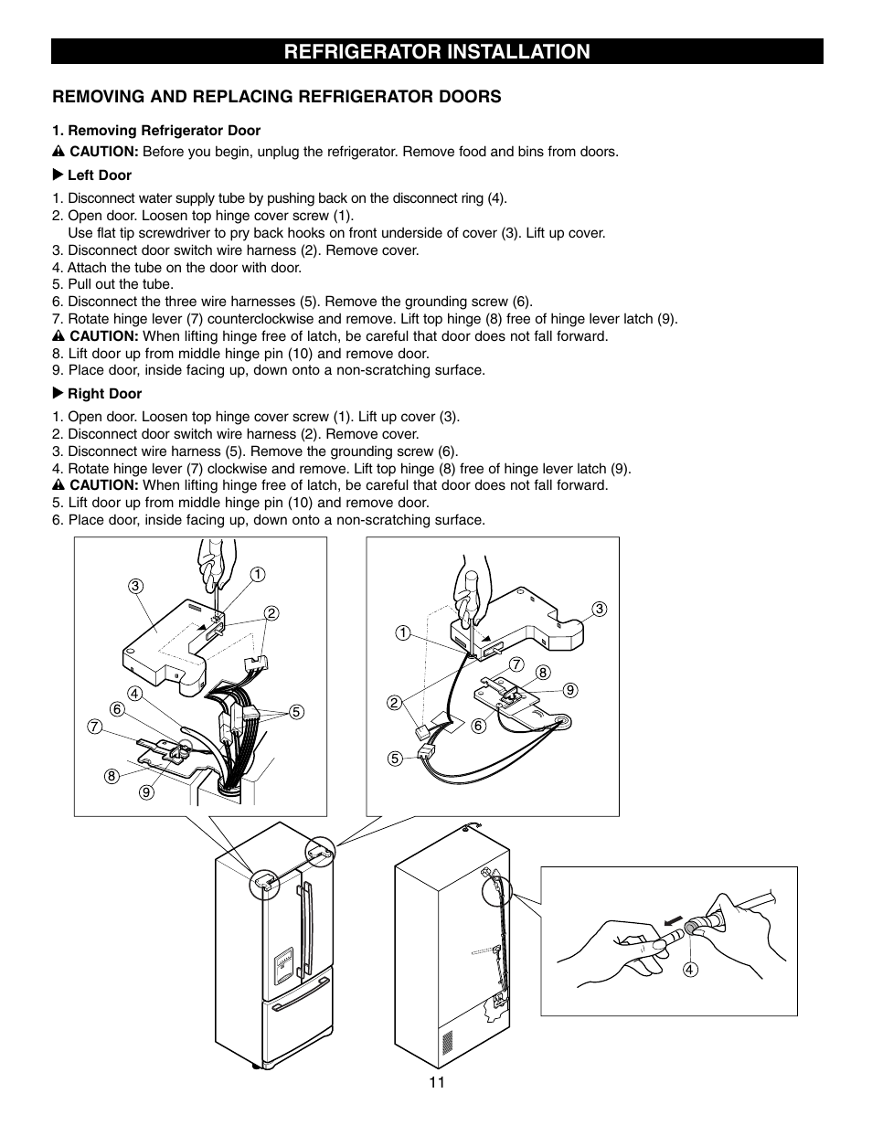 Refrigerator installation | LG LFD21860 User Manual | Page 11 / 36