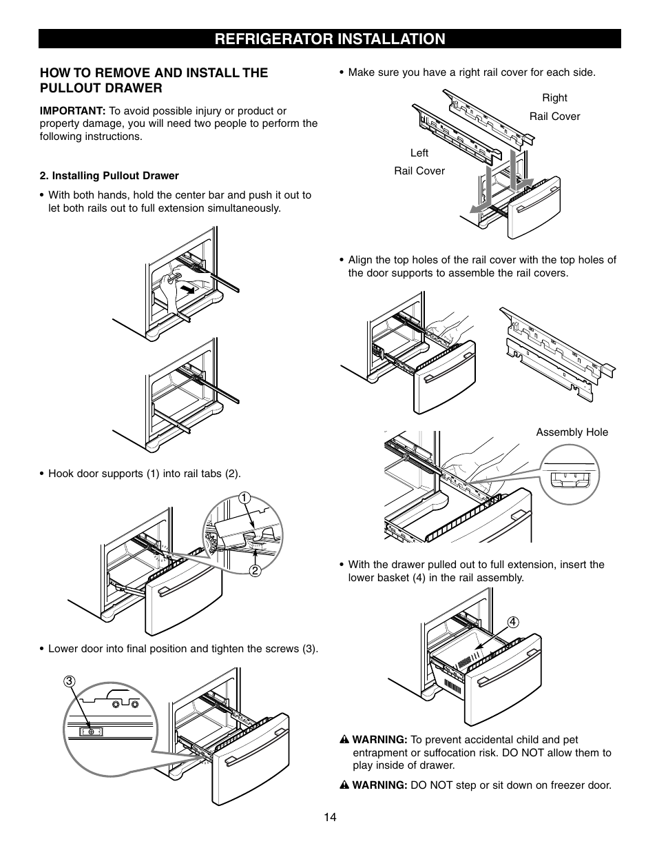 Refrigerator installation | LG LFD21860 User Manual | Page 14 / 36