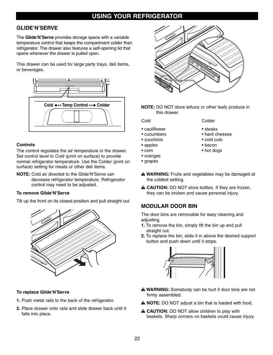 Using your refrigerator | LG LFD21860 User Manual | Page 22 / 36