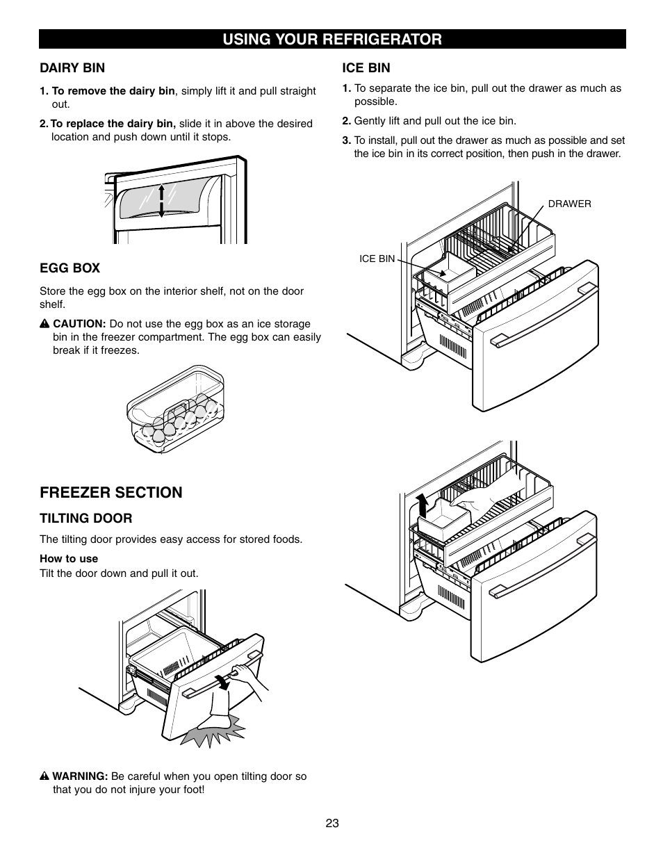 Using your refrigerator | LG LFD21860 User Manual | Page 23 / 36