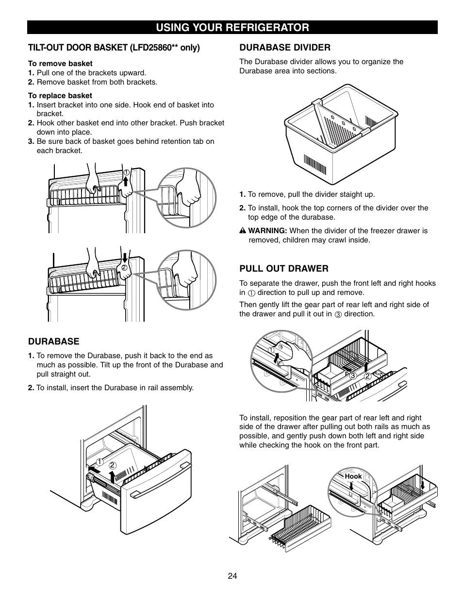 Using your refrigerator | LG LFD21860 User Manual | Page 24 / 36