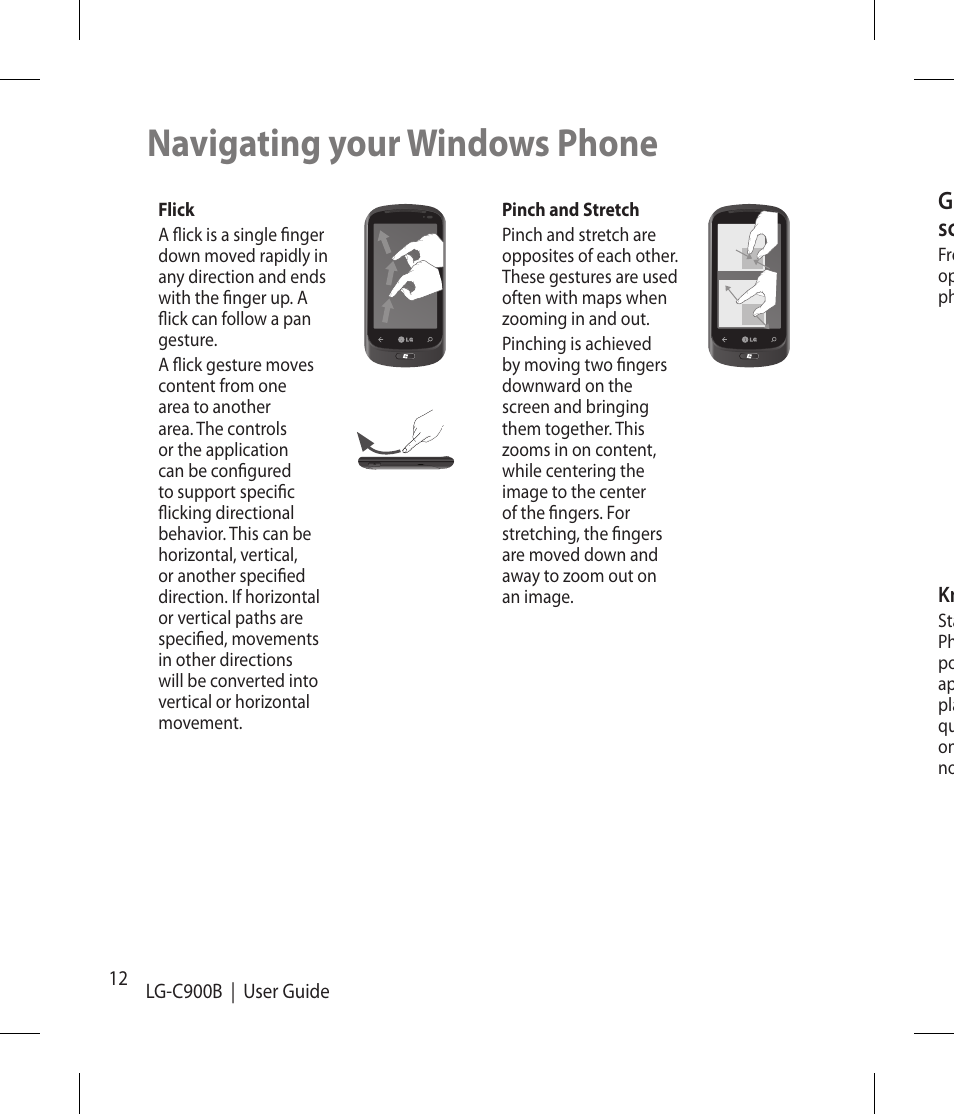 Navigating your windows phone | LG -C900B User Manual | Page 12 / 96