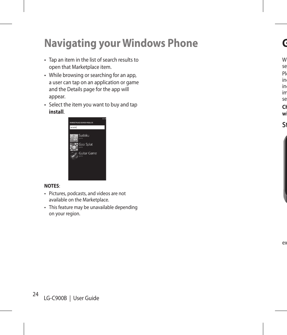 Navigating your windows phone | LG -C900B User Manual | Page 24 / 96