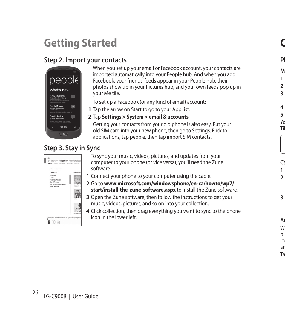 Getting started | LG -C900B User Manual | Page 26 / 96