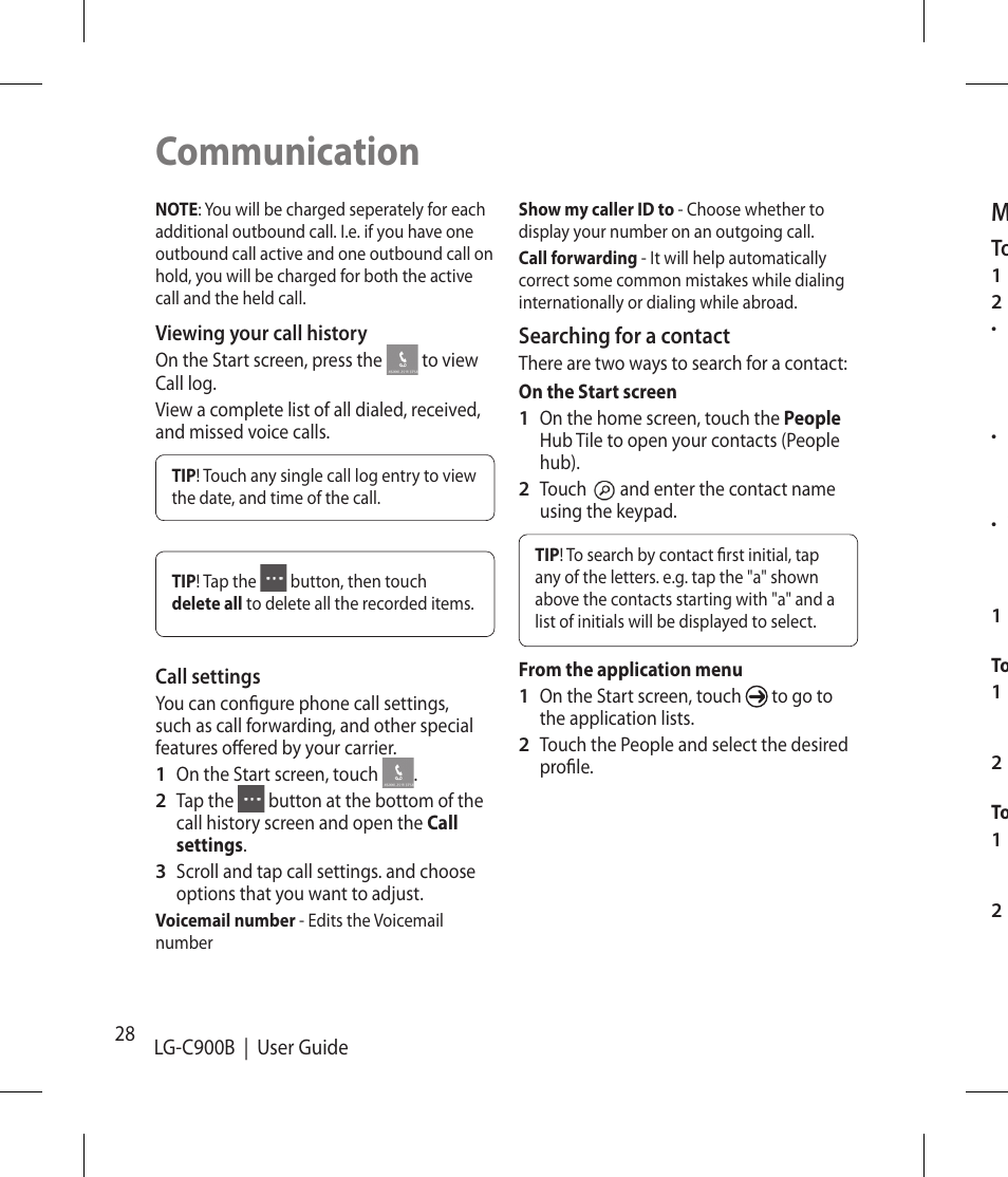 Communication | LG -C900B User Manual | Page 28 / 96