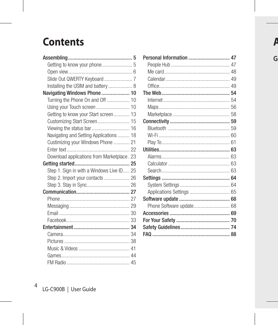 LG -C900B User Manual | Page 4 / 96