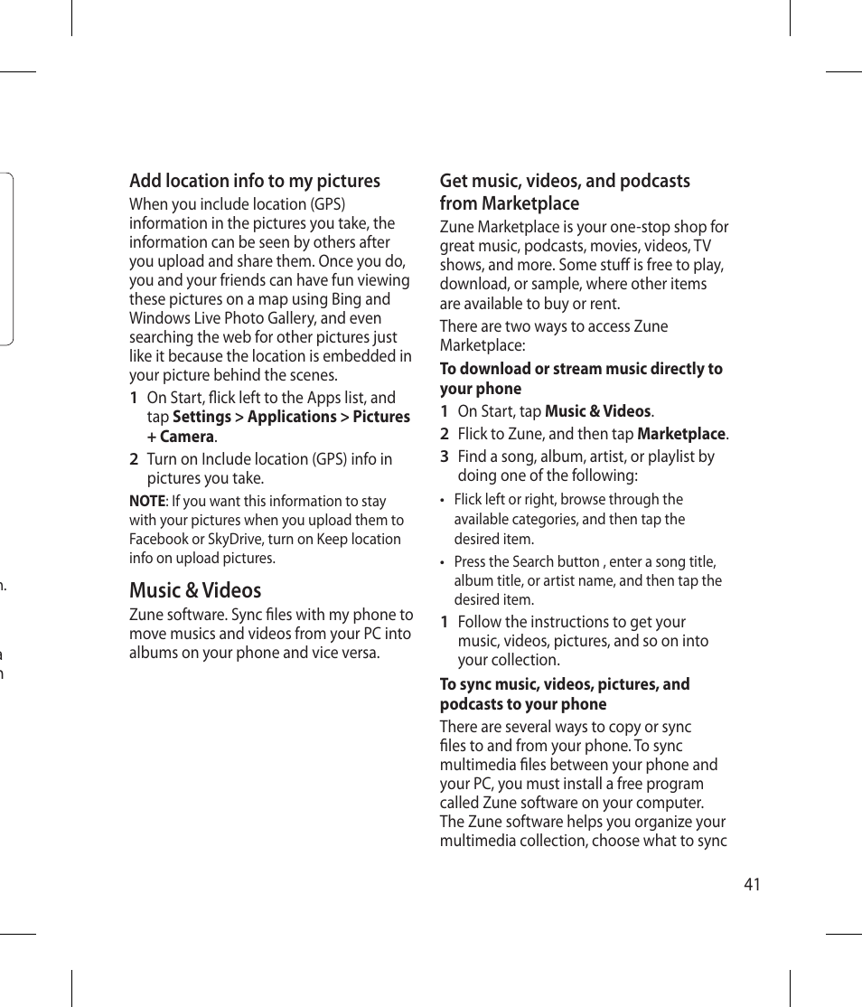 Music & videos | LG -C900B User Manual | Page 41 / 96