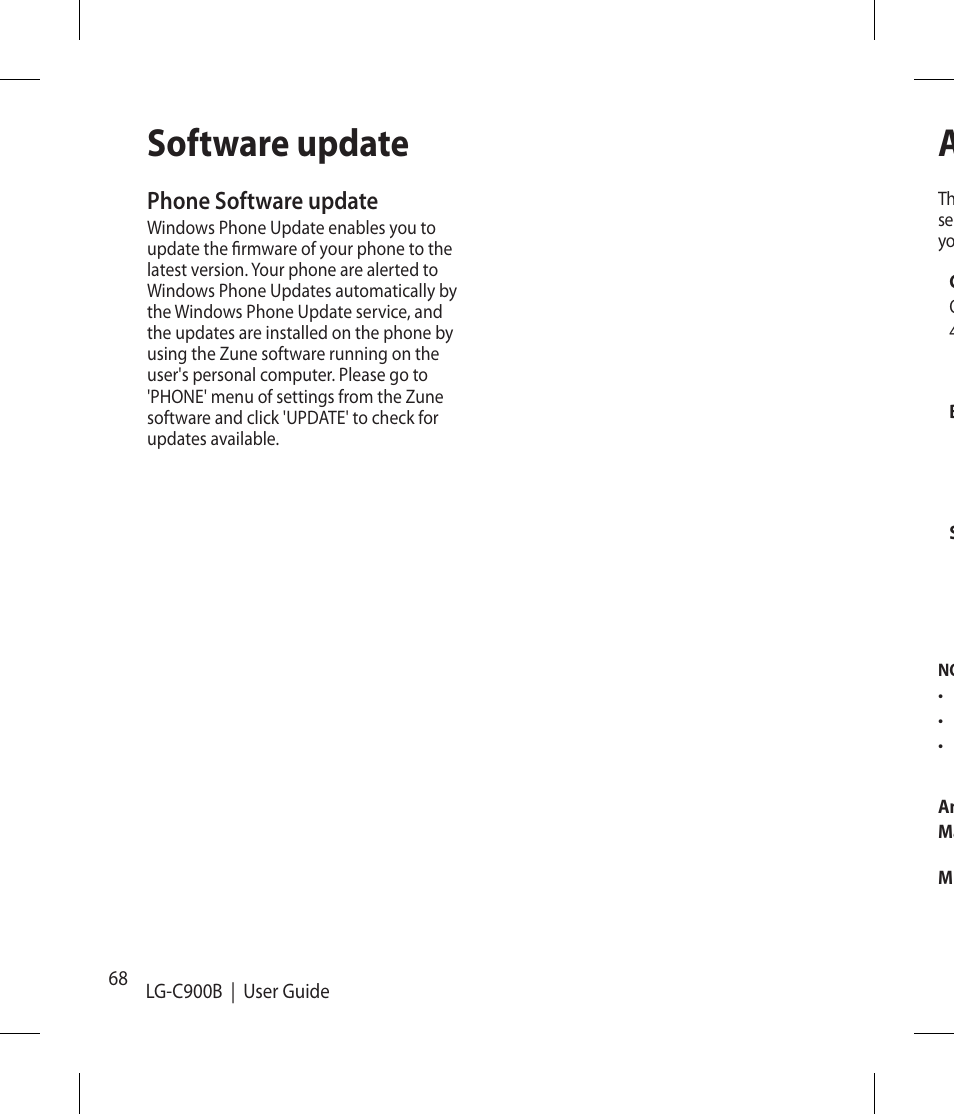Software update | LG -C900B User Manual | Page 68 / 96